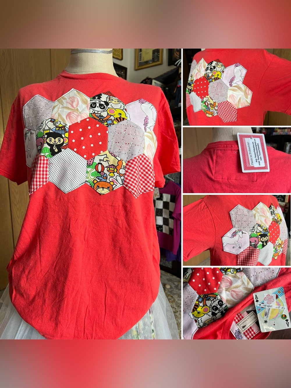 Hexie Quilt TShirt Red